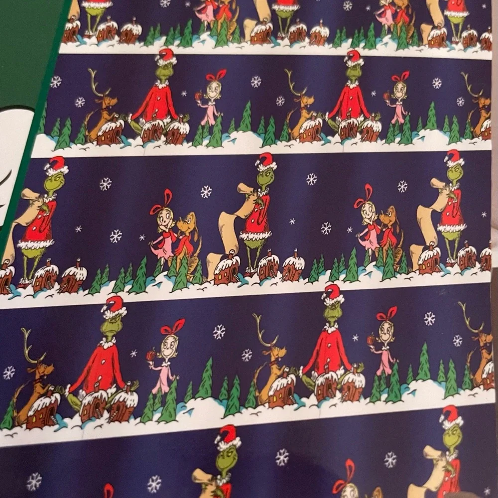 Grinch Christmas shower curtain with Cindy Lou and max with the grinch